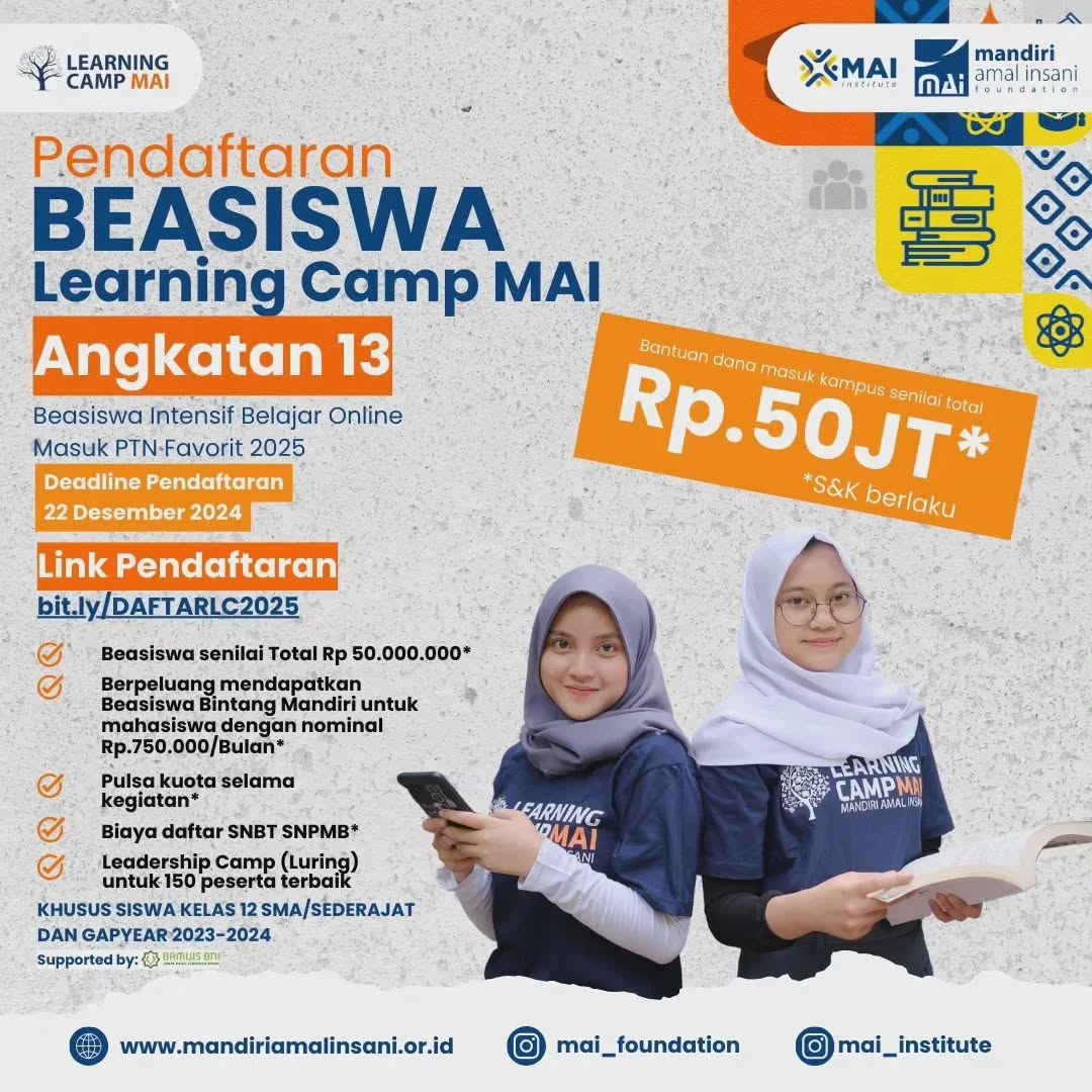kibncy's tweet photo. halo temen-temen ada info nih, Beasiswa Learning Camp MAI untuk angkatan 13 udah di buka! ayo daftar cussss langsung kepoin ke instagram ya! https://t.co/xWq3iWWKPd