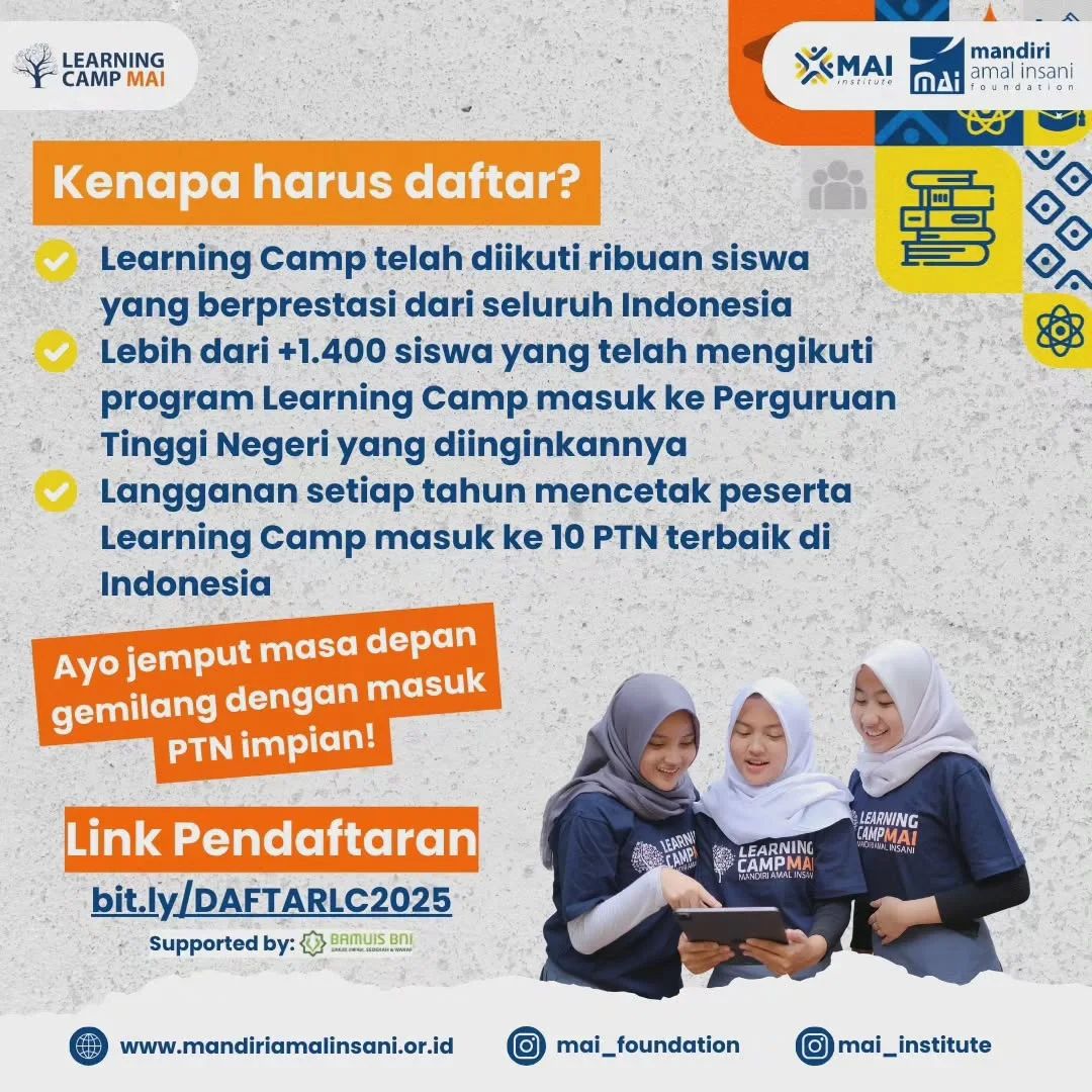 halo temen-temen ada info nih, Beasiswa Learning Camp MAI untuk angkatan 13 udah di buka! ayo daftar cussss langsung kepoin ke instagram ya!