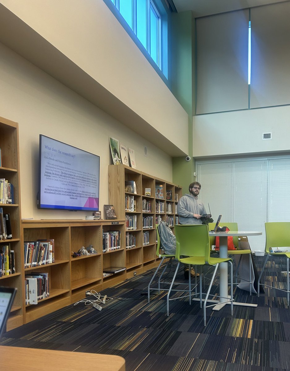 Class is back in session for our students AND teachers! Mr. Sovereign presented research on EL students and how to best support their learning. 

🗣️Students learn best by having their first language available to them as they learn the content in their second language!