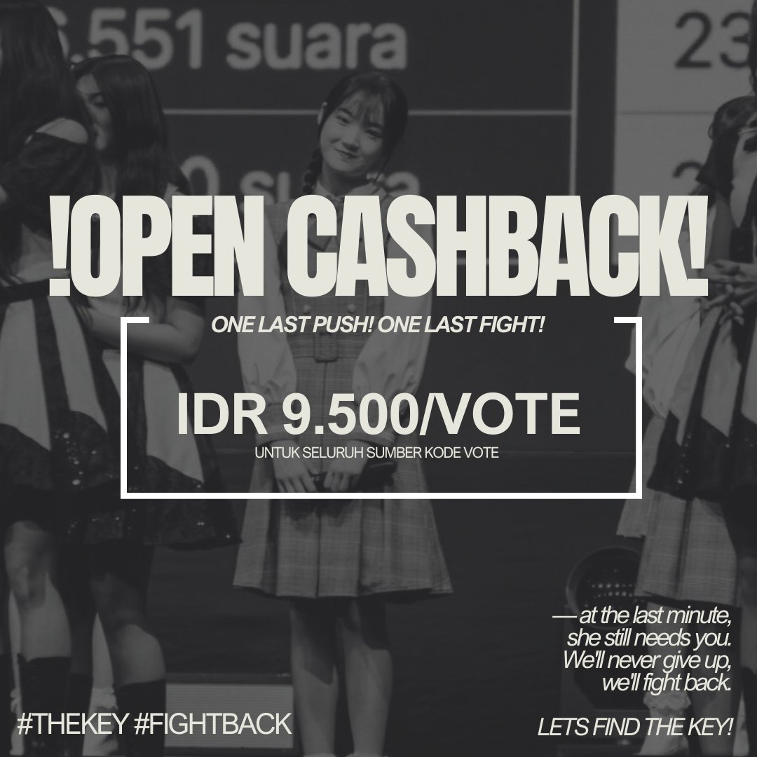 arcadiaghost_'s tweet image. Khusus hari ini!

Yang masih punya kode vote boleh sini langsung cashback ke aku. Jaminan 100% aman dan proses cepat (anjay udah kaya sales pinjol)
Bantuin aku nyariin kunci buat Delynn yuk🫂

#TheKey🔑🫂
#Lockey🗝️
#FightBack