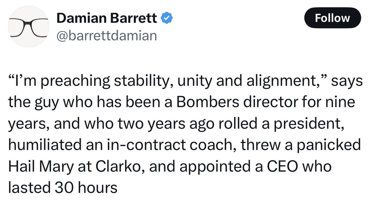 thatmywalletjason (@froffs69) on Twitter photo If you’re <a href="/essendonfc/">Essendon FC</a> supporter and you are about to vote.
Just have a think about this.
<a href="/barrettdamian/">Damian Barrett</a> dosnt want you to vote for <a href="/barhamdave/">David Barham</a>
So you know what to do now don’t you. If you’re <a href="/essendonfc/">Essendon FC</a> supporter and you are about to vote.
Just have a think about this.
<a href="/barrettdamian/">Damian Barrett</a> dosnt want you to vote for <a href="/barhamdave/">David Barham</a>
So you know what to do now don’t you.