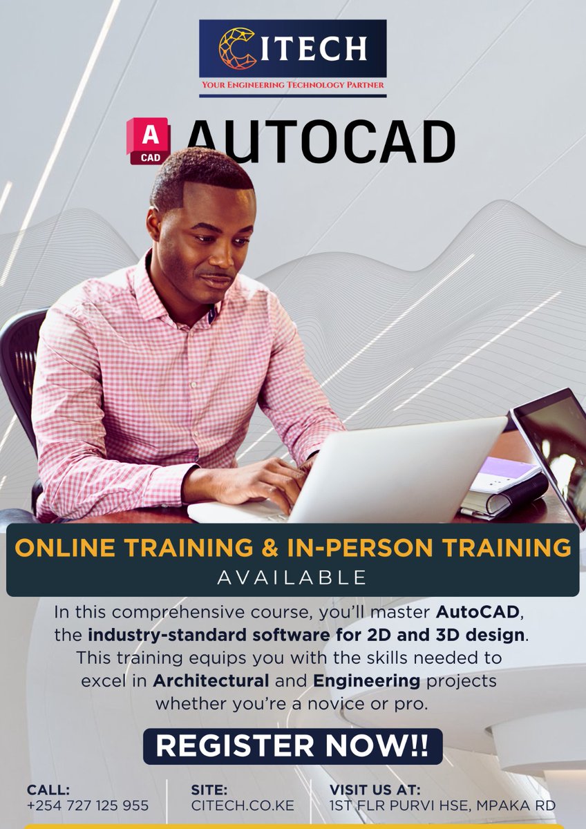 Citechke's tweet image. Your dream job starts here! 🚀 Join our AutoCAD training (Dec 10th-17th). High school leavers, apply now: 0727125955 #designthefuture #engineering #career #drafting