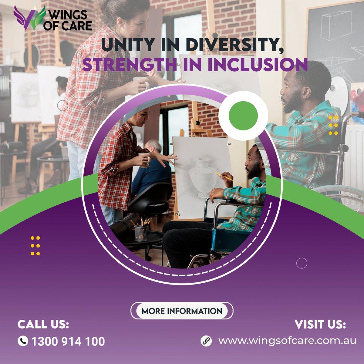 wings_of_care's tweet photo. Building bridges, not barriers. Let’s create a community where every ability is celebrated and every voice is heard.
To know more about our services contact our team now!
 https://t.co/HqP3meDom4
 1300 914 100
 info@wingsofcare.com.au https://t.co/rjNkca4Psw