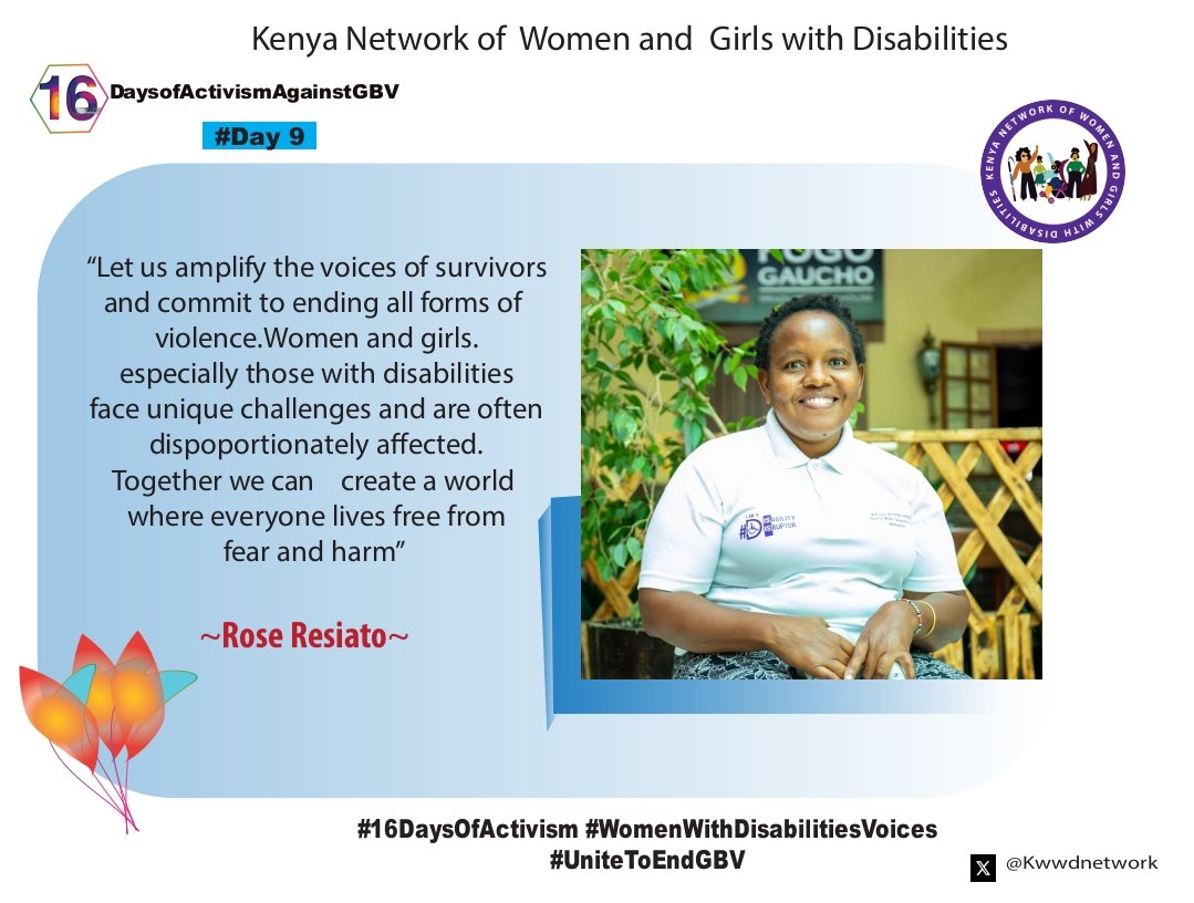 #Day9: Happy International Day of Persons with Disabilities 🙌 Let us amplify voices of survivors and commit to end all forms of violence. Women and girls, esp those with disabilities are disproportionately affected. #WomenWithDisabilitiesVoices #16DaysOfActivism #IDPWD2024