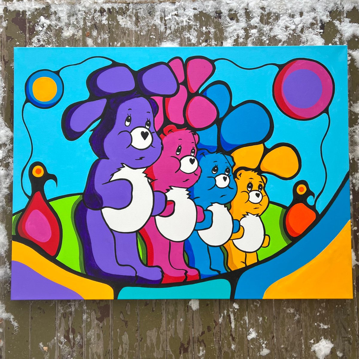 A fun commission. Care Bears but Indigenous