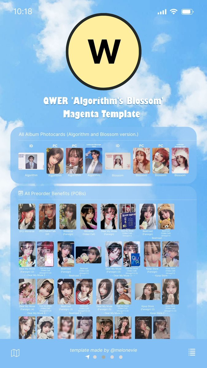 QWER 'Algorithm's Blossom' Photocard Template Chodan and Magenta +