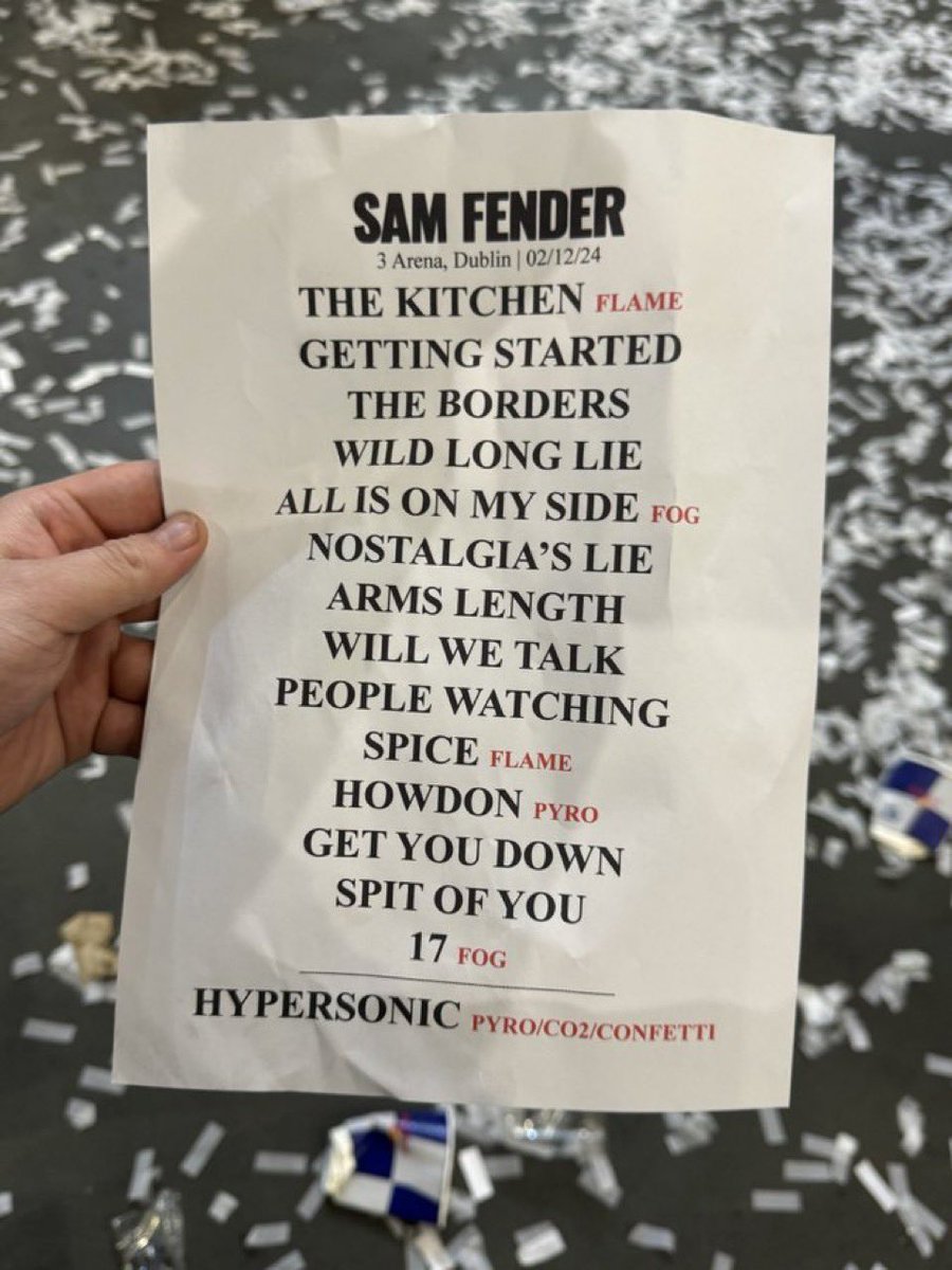 greasyfender's tweet photo. Setlist from tonight’s opening show in Dublin!!!

📸 @YouGhostTrack https://t.co/pSWZBy5NZI