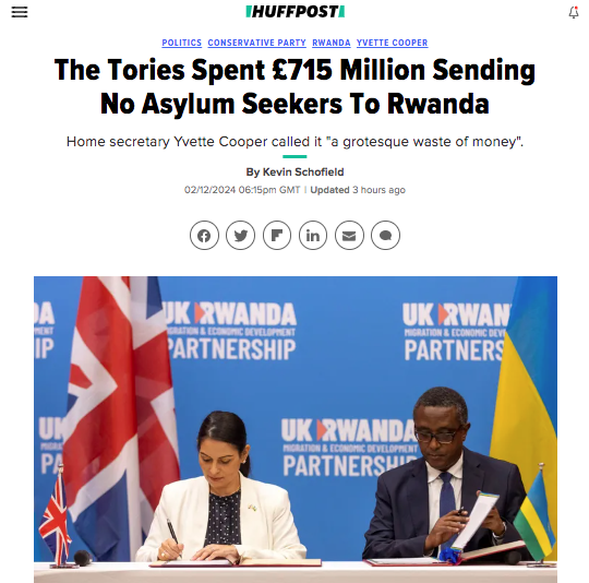 "The Tories Spent £715 Million Sending No Asylum Seekers To Rwanda"

Where did the money go? Whose pockets have been lined with this grotesque waste of money? Can we get any of it back? Why are those responsible for this not being held to account?
