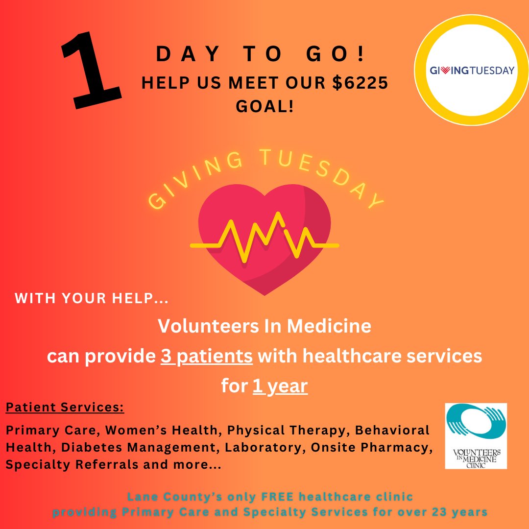VIMLaneCounty's tweet image. Join us for the world's biggest day for generosity - December 3rd!  

Give the gift of health: vim-clinic.org/donate/

#GivingTuesday #GenerosityDay #MakeADifference #CharityEvent #Philanthropy #DoGood #SupportNonprofits #GiveBack #ActsOfKindness #JoinTheMovement