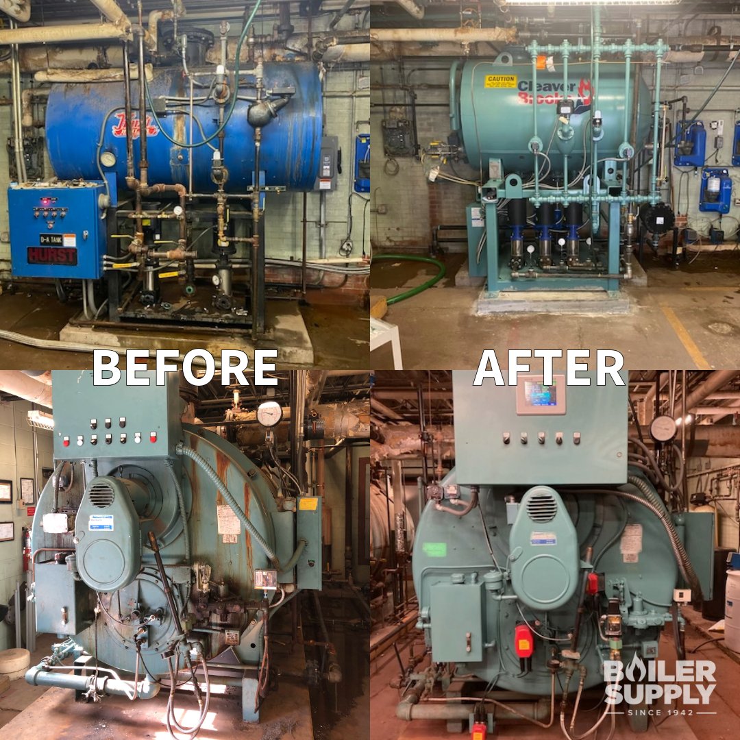BoilerSupply's tweet photo. @BoilerSupply completed a critical upgrade for a KY medical center, ensuring their boiler system operates more efficiently &amp; reliably.  We replaced an underperforming Hurst DA with a @cleaverbrooks  DA tank, stand, and new feedwater pumps, improving O2 removal and system perf. https://t.co/hvddmqM7h7