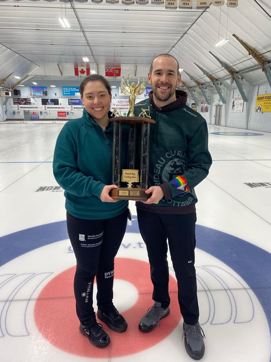Sending a big shoutout to Kira and her mixed doubles partner <a href="/WesleyForget/">Wes Forget</a> on winning the North Bay Mixed Doubles Curling Stadium Spiel this past weekend! 🤩🏆 #AllStars #Champs 

📸: North Bay Granite Club