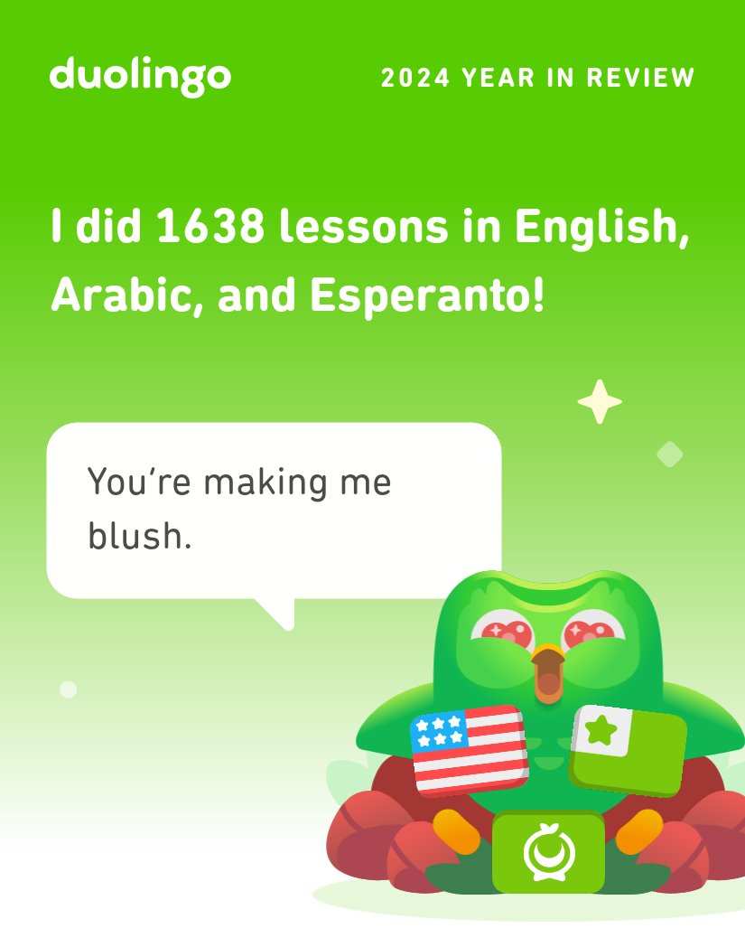 MupertBCN's tweet photo. Look what I learned on Duolingo in 2024! #Duolingo365 https://t.co/B2XZ6lQtX5