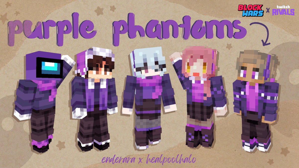 BW x TR Purple Phantoms skins !!

- a collab with <a href="/healpoolhalo/">☆ grace ☆</a>
- RTs appreciated &lt;3
- download links below!

[#Blockwars #mcskins <a href="/Bricky/">Bricky 🧱</a> <a href="/FireBreathMan/">FireBreathMan 🔥</a> <a href="/GeneralGEEGA/">GEEGA ギガ 🔝</a> <a href="/FroggyLoch/">Froggy 🐸🦋</a> <a href="/burpled/">Purpled</a>]