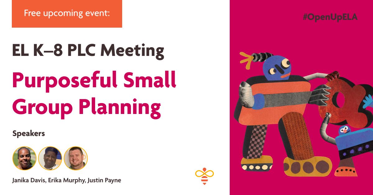 openupresources's tweet image. #OPENUPELA PLC: Purposeful Small Group Planning

Join us as we explore some of the best ways to set up &amp;amp; organize small groups for classroom instruction, ensuring students are engaged and sharing &amp;amp; reflecting together. The learning starts at 7:30 PM ET. buff.ly/3COOun9