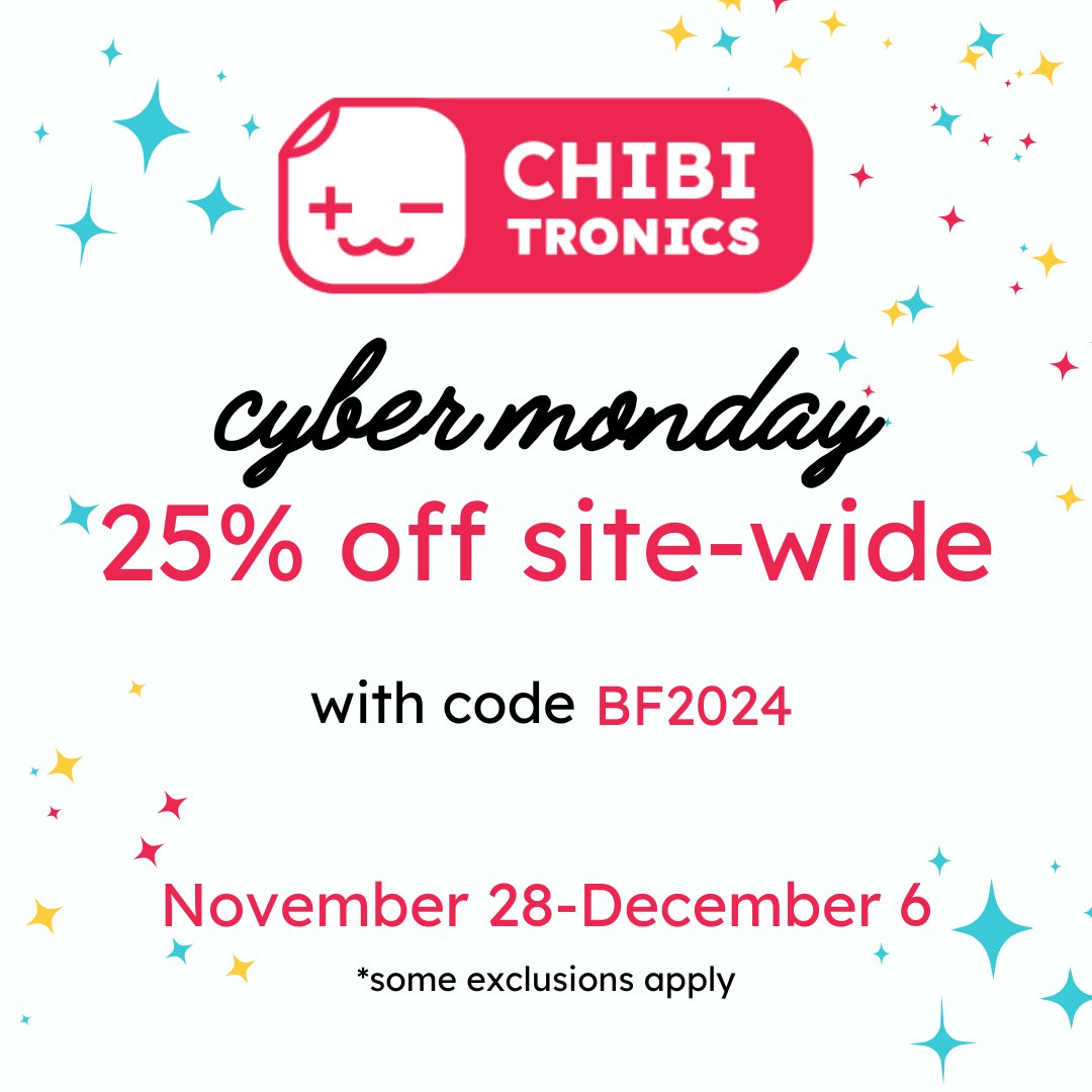chibitronics's tweet image. Happy Cyber Monday! Our HUGE holiday sale continues with 25% off site-wide! It’s the best time of year to stock up on all your #chibitronics faves, including our brand NEW conductive materials, kits, &amp;amp; animating LEDs!  

Use code BF2024 to save!

#papercircuit #craftwithlight