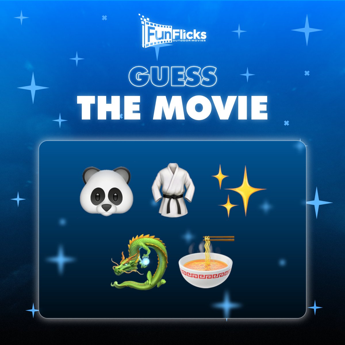 Can you guess which movie we're thinking of with these emojis: 🐼🥋✨🐉🍜?