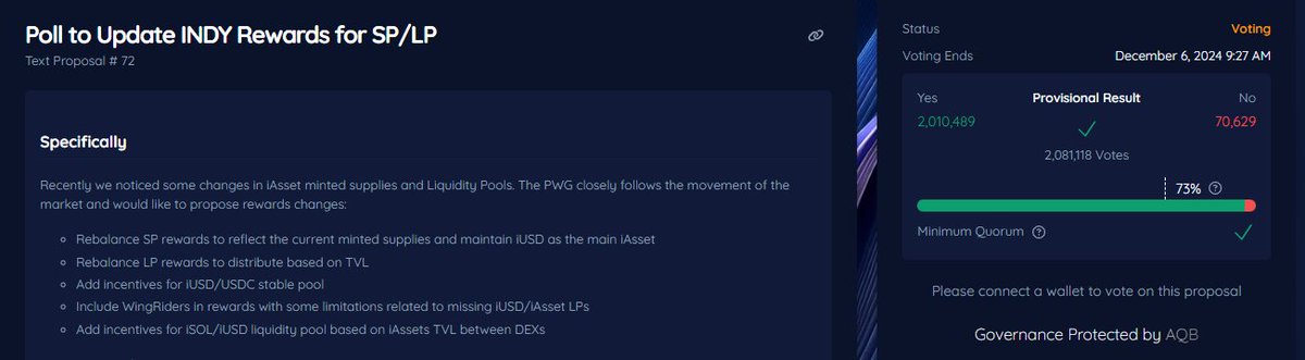 Keyle_ada's tweet image. 🤑More opportunities to earn ADA through #Indigo proposal #72, Vote Now 🗳️

Stability Pool Rewards: 
#iUSD⏫
#iBTC ⏫
#iETH ⏬

Special: iUSD/USDC stable pool with 1000 $INDY rewards💰