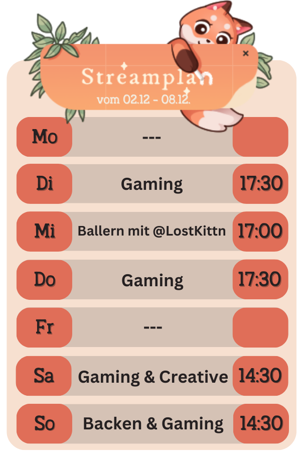 Neue Woche, neuer Streamplan! 🫶