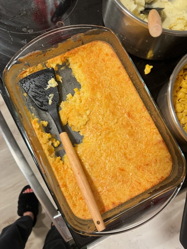 Corn casserole is a Midwest delight.