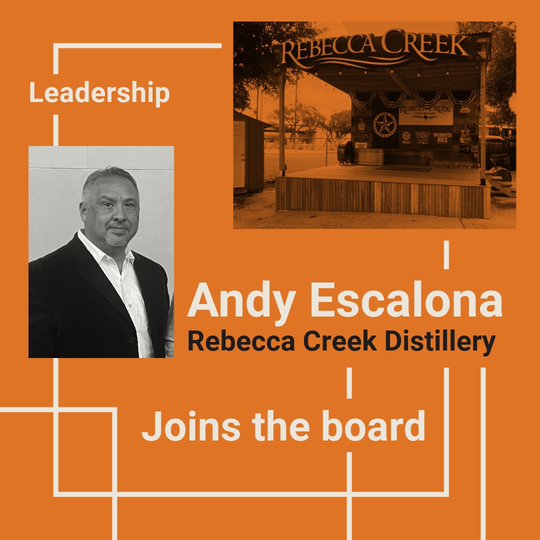 Andy Escalona from <a href="/RCDistillery/">Rebecca Creek Distillery</a> has joined the TDSA board, stepping into an important role for Texas distillers. Welcome, Andy! #TDSALeadership #texasdistilling #drinktexasspirits #texasbusiness