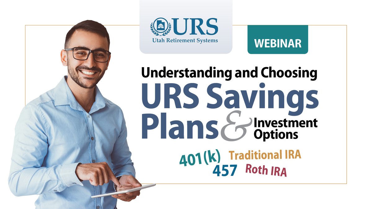 utahURS's tweet photo. Which URS Savings Plans (401(k), 457(b), Traditional IRA, Roth IRA) and investment options are right for you? This free webinar (10 a.m., Tuesday, January 28, 2025 ) helps you learn about your options: https://t.co/axBGCjpNen https://t.co/8viFtzKvvP