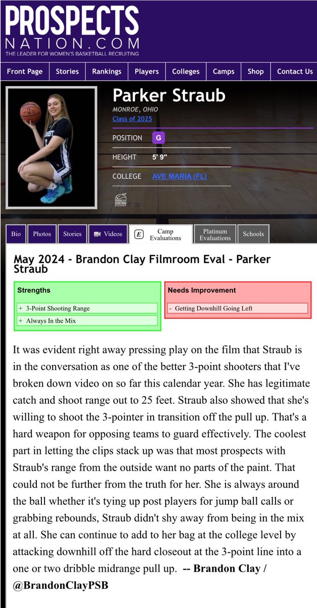 B r a n d o n C l a y (@brandonclaypsb) on Twitter photo Brandon Clay Film Room Evals | Powered by @brandonclaypsb
โBest evals in the business.โ
Player Card Update ๐จ
โ25 Parker Straub of Lakota East to Ave Maria.
Have Your ๐ฅ Evaluated
<a href="/bailey_bacher27/">Bailey Bacher</a>
<a href="/AddieLawrie/">Addie Lawrie</a>
<a href="/KatieFoxHoops/">Katie Fox</a>
โก๏ธโก๏ธ GET EVALUATED prospectsnation.com/prospectsnatioโฆ Brandon Clay Film Room Evals | Powered by @brandonclaypsb
โBest evals in the business.โ
Player Card Update ๐จ
โ25 Parker Straub of Lakota East to Ave Maria.
Have Your ๐ฅ Evaluated
<a href="/bailey_bacher27/">Bailey Bacher</a>
<a href="/AddieLawrie/">Addie Lawrie</a>
<a href="/KatieFoxHoops/">Katie Fox</a>
โก๏ธโก๏ธ GET EVALUATED prospectsnation.com/prospectsnatioโฆ