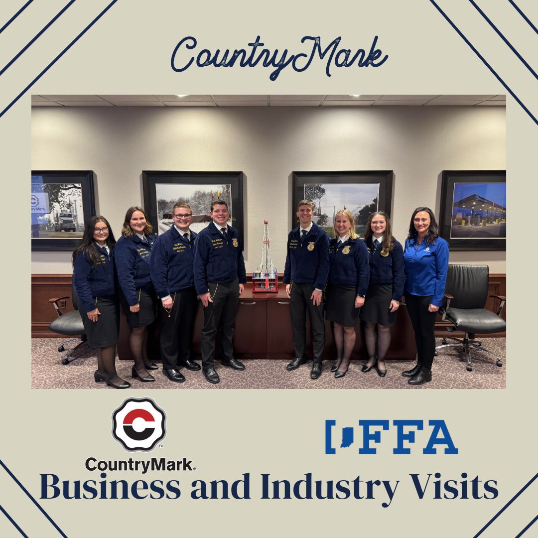 A huge thank you to Country Mark for taking the time to meet with the Indiana FFA State Officer Team today! The team enjoyed connecting with the incredible employees and gaining valuable insights into the history of Country Mark.