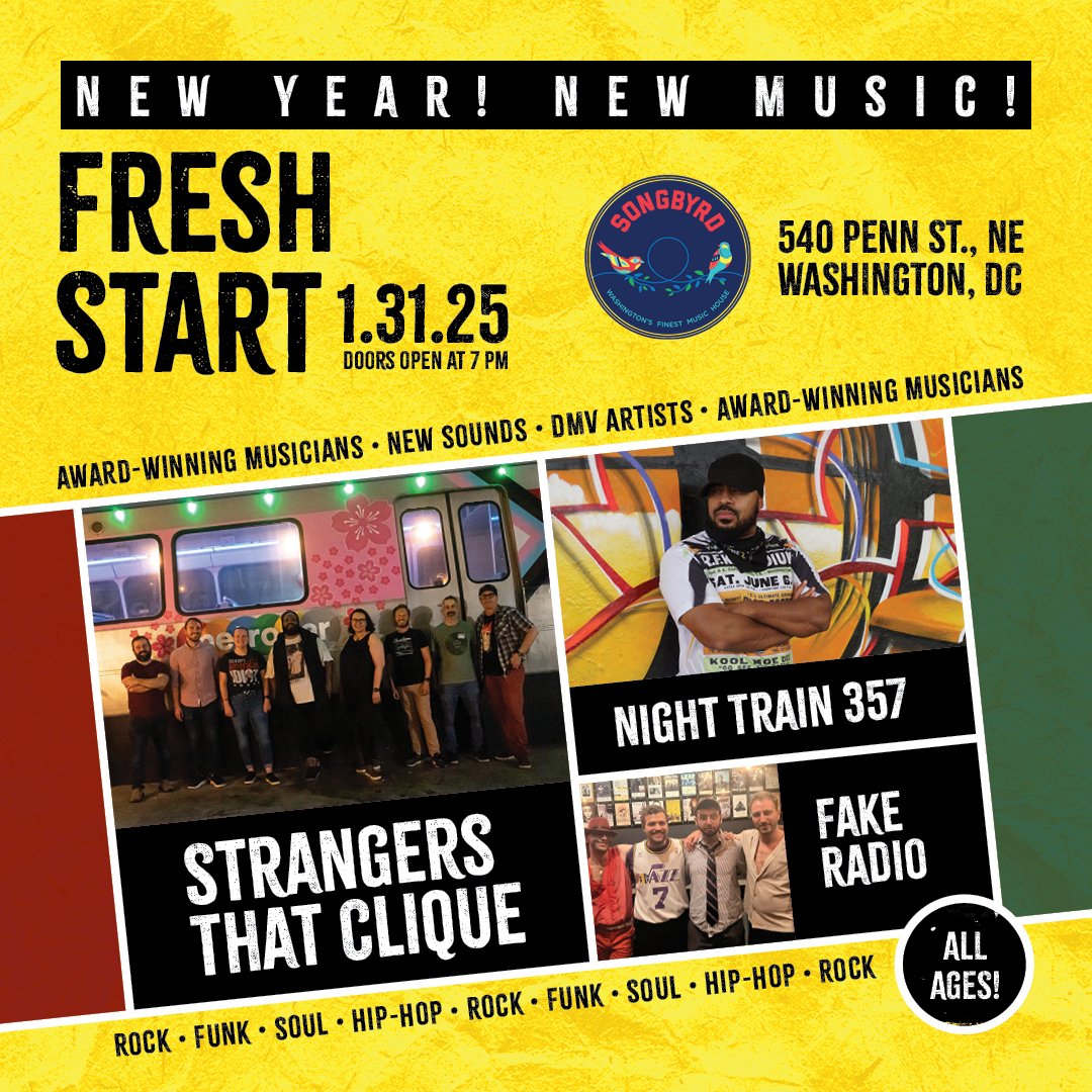 JUST ANNOUNCED &amp; NOW ON SALE!! DC funk band Strangers That Clique headline an awesome DC bill featuring Fake Radio and Night Train 357 on 1/31!

TIX &gt; link.dice.fm/heeca761f62e