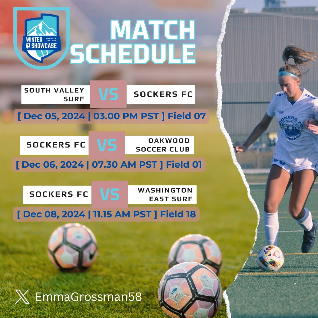 Emma Grossman (@emmagrossman58) on Twitter photo Heading to California this week! Here’s my schedule for the GA showcase!! <a href="/RamblersWSOC/">Loyola Women's Soccer</a> <a href="/TopDrawerSoccer/">TopDrawerSoccer</a> <a href="/ImCollegeSoccer/">College Soccer Truth ™</a> <a href="/ImYouthSoccer/">ECNL/GA/Recruiting/College Soccer</a> <a href="/DePaulWSOC/">DePaul Women’s Soccer</a> <a href="/EIUsoccer/">EIU Women’s Soccer</a> <a href="/Redbird_Soccer/">Illinois State Soccer</a> <a href="/EMUSoccer/">EMU Soccer</a> <a href="/PrepSoccer/">Prep Soccer ⚽️</a> Heading to California this week! Here’s my schedule for the GA showcase!! <a href="/RamblersWSOC/">Loyola Women's Soccer</a> <a href="/TopDrawerSoccer/">TopDrawerSoccer</a> <a href="/ImCollegeSoccer/">College Soccer Truth ™</a> <a href="/ImYouthSoccer/">ECNL/GA/Recruiting/College Soccer</a> <a href="/DePaulWSOC/">DePaul Women’s Soccer</a> <a href="/EIUsoccer/">EIU Women’s Soccer</a> <a href="/Redbird_Soccer/">Illinois State Soccer</a> <a href="/EMUSoccer/">EMU Soccer</a> <a href="/PrepSoccer/">Prep Soccer ⚽️</a>
