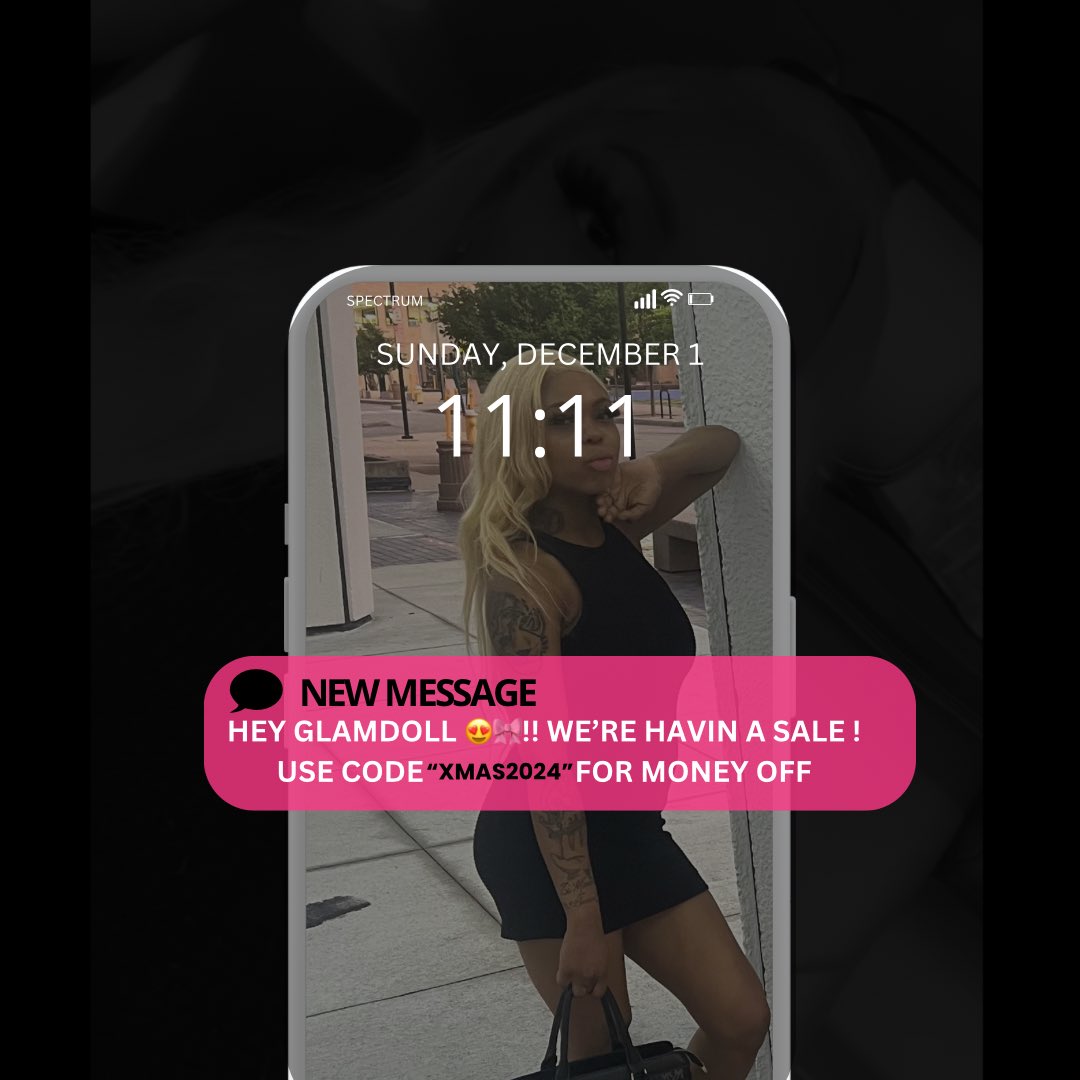 DiamGlamco's tweet photo. Hey GlamDolls 😍🎀, Use this code at
checkout for money off your whole order starting Dec 1st-Dec 25th❄️.Click the link in our bio🛍️

🛍️: https://t.co/IGEgMrUwCM https://t.co/h8m88ANKmN