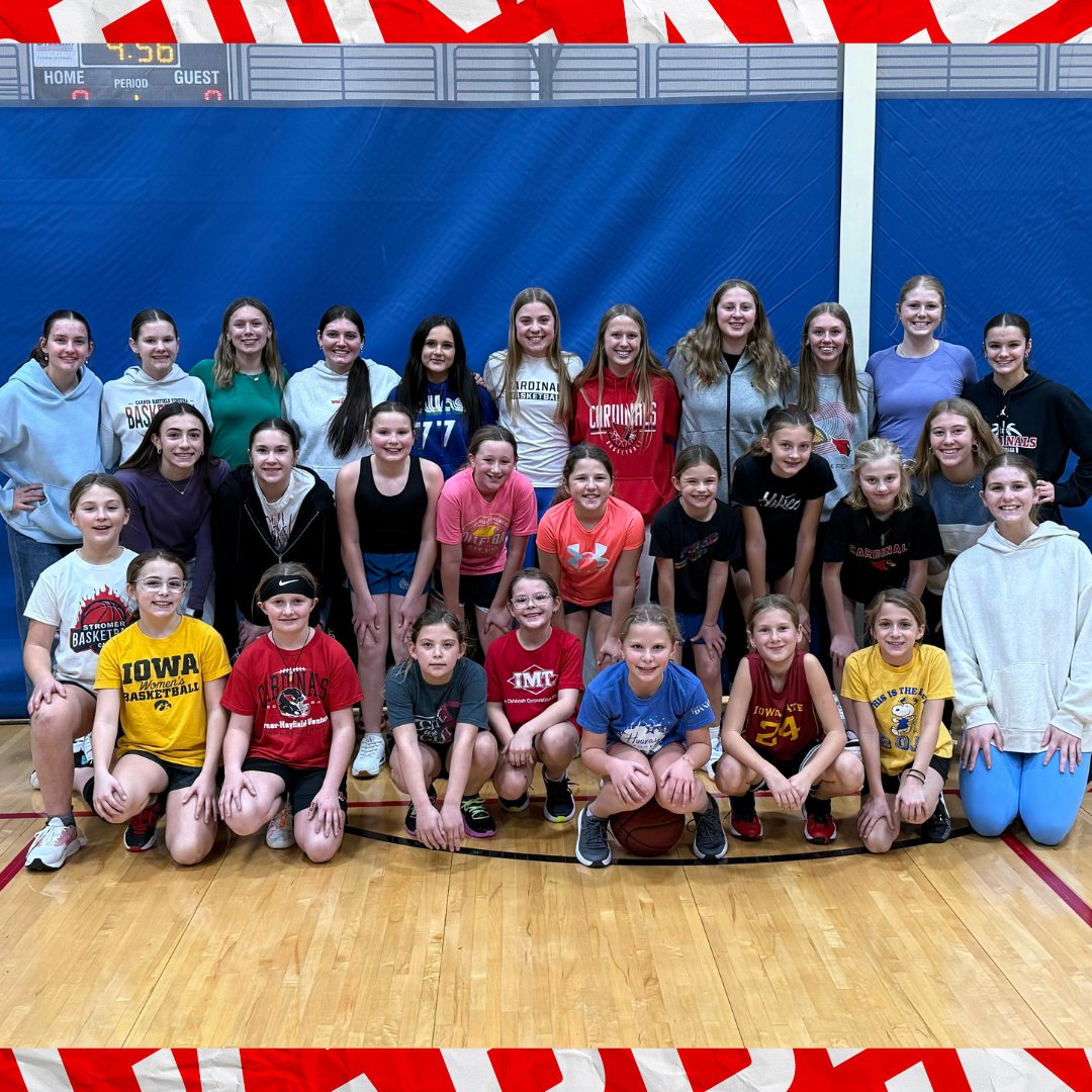 Girl’s Basketball visited a City of Garner Parks &amp; Recreation 4th-6th Grade Basketball Clinic session at the Veterans Memorial Recreation Center. #GoCardinals