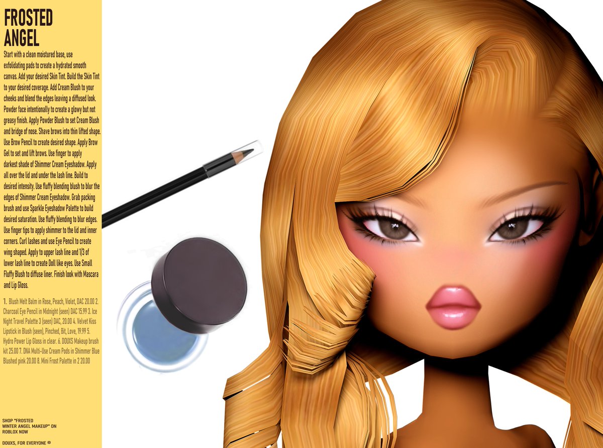 Frosty Winter Angel Makeup ❄️
6 Skin tones, 3 Eye colors  

Shop on roblox now! 
#RobloxUGC #ROBLOX