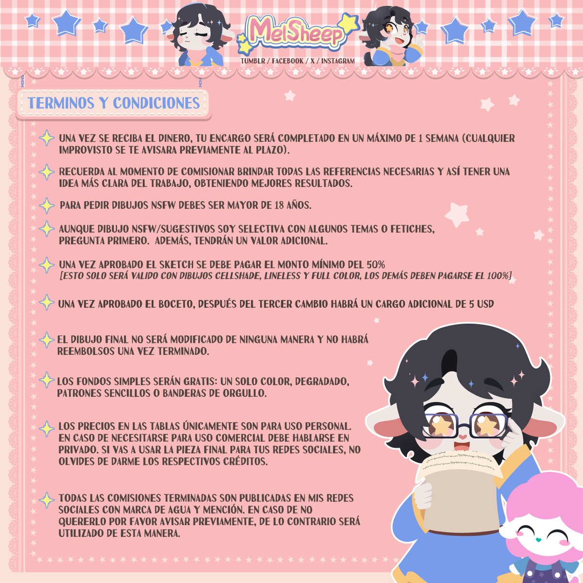 MelSheepArt's tweet photo. #comisionesabiertas #termsandconditions #terminosycondiciones #ArtistOnTwitter #myartstyle #Goodluck https://t.co/9ulT996wbA