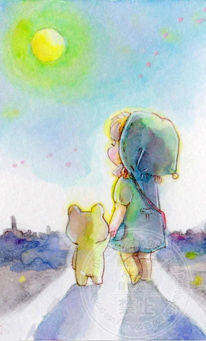 おはようございます〜ちょっと遅くなっちゃいましたがお月様まるいいっしょにいこうねついていくよ大好きな絵です 