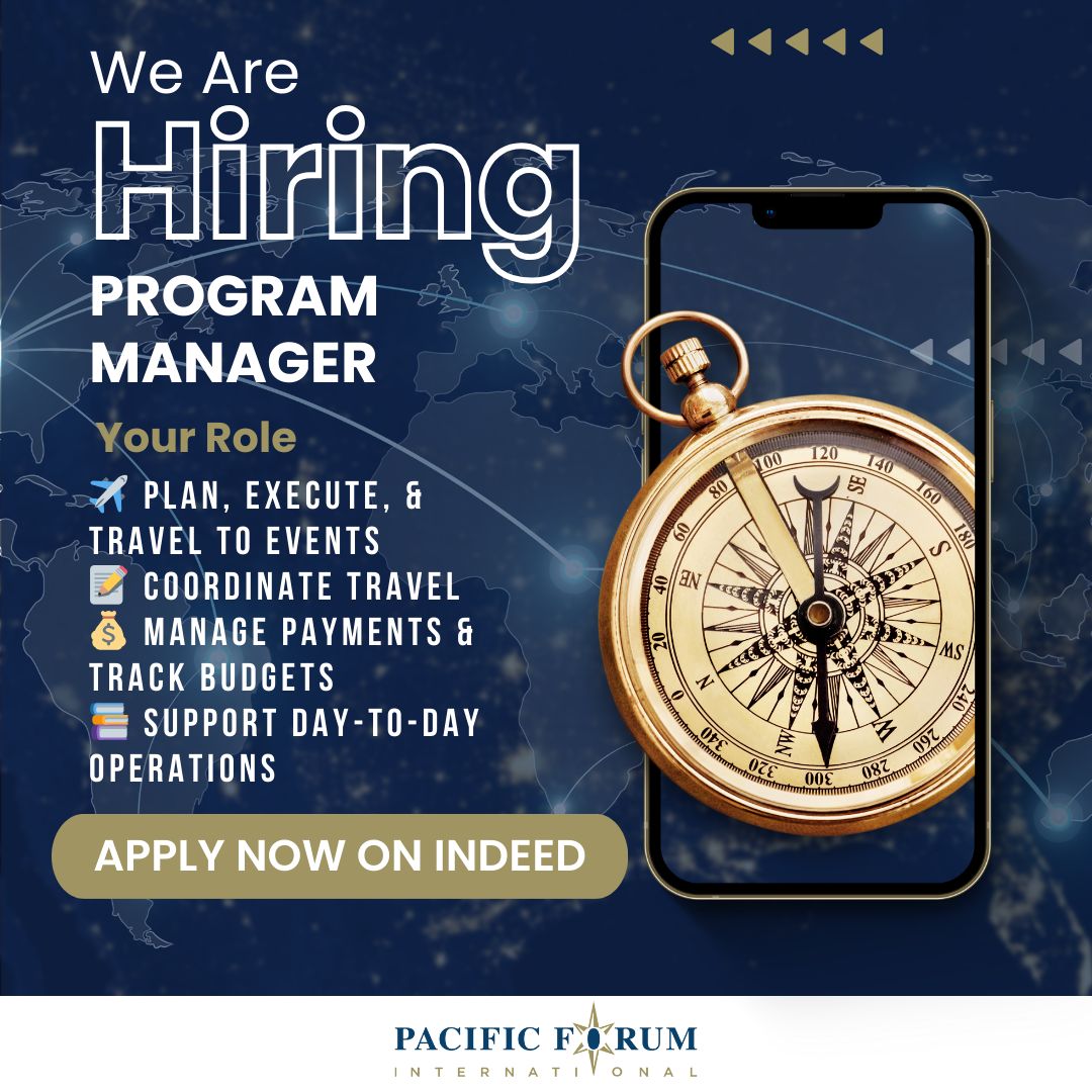 PacificForum's tweet image. 1/ 🌏 Join the #PacificForum Team!
Pacific Forum is seeking a #ProgramManager to lead #international and domestic #eventplanning, #projectmanagement, and support #foreignpolicy research initiatives focused on the #IndoPacific.