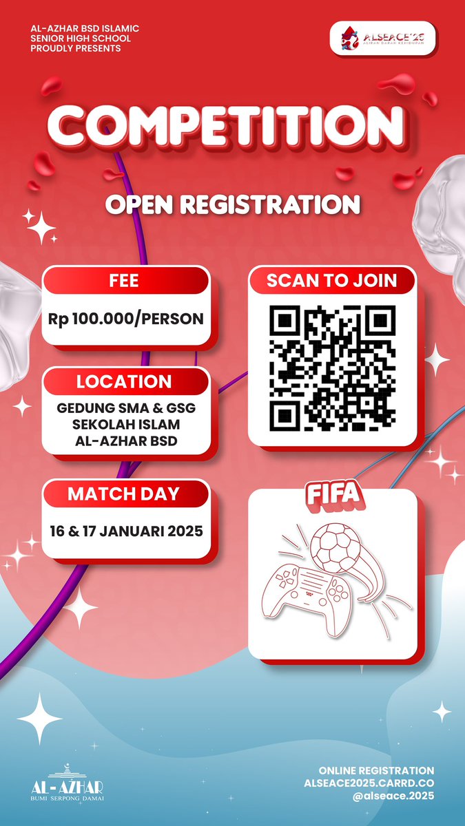 ALSEACE2025's tweet photo. 𝙁𝙄𝙁𝘼 (𝙐𝙈𝙐𝙈) 👾
Tingkat Jabodetabek ℹ️
BIAYA PENDAFTARAN 💵
Rp100.000/orang

CONTACT PERSON 💬
📞 Hergi Aulia : 085157334180
LINE ID : her____gi
📞 A.Khalif A.N  : 081389127170
LINE ID : 081389127170 https://t.co/BoudvTVxGh