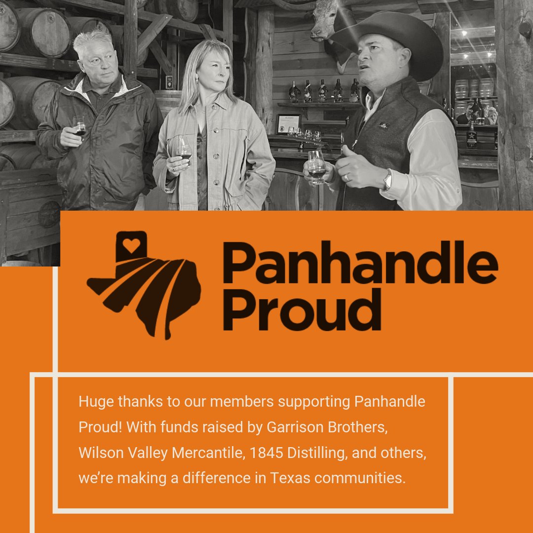 A huge THANK YOU to our members supporting Panhandle Proud! 
#givebacktothecommunity #TexasDistilling #TexasBusinesses
#CraftDistilling #drinktexasspirits #TexasBusinesses