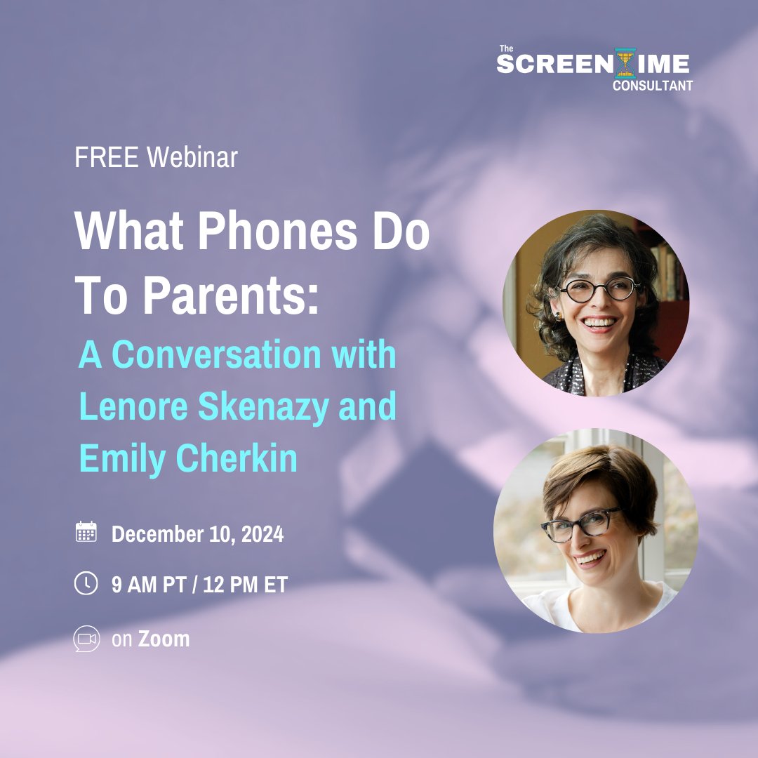 Join Emily &amp; Lenore Skenazy, author of Free-Range Kids, on Dec 10 at 9 AM PT / 12 PM ET for a free webinar on how phones impact parents and kids. No shame, just solutions! Register here:thescreentimeconsultant.com/events/decembe…
#webinar #parenting #screentime #technologyconsultantforfamilies