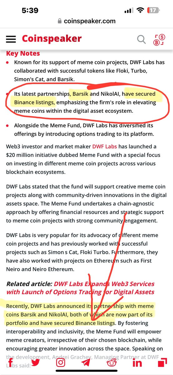 HOLY $BARSIK 🤯 BINANCE Listing called out in Coinspeaker interview with DWF Labs !!!!
<a href="/hasbulla/"></a> <a href="/BarsikOnSolana/">BARSIK (Hasbulla’s Cat)</a> 
Here’s the link! See photos below
coinspeaker.com/web3-market-ma…