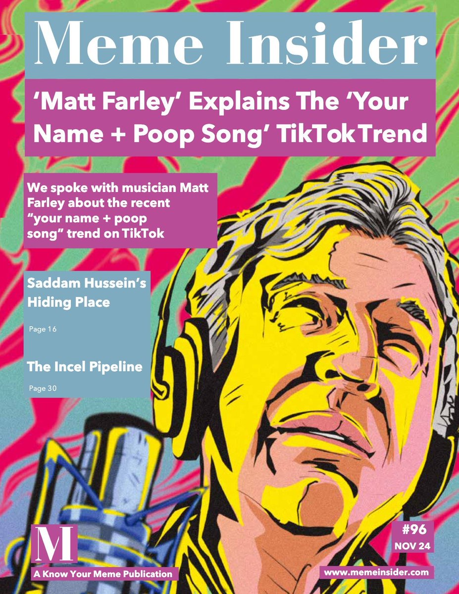 New release!  

Exclusive interview with lyrical genius Matt Farley 

How incels came to be Examining the impact of memes on film 

And more! 

Read at memeinsider.com