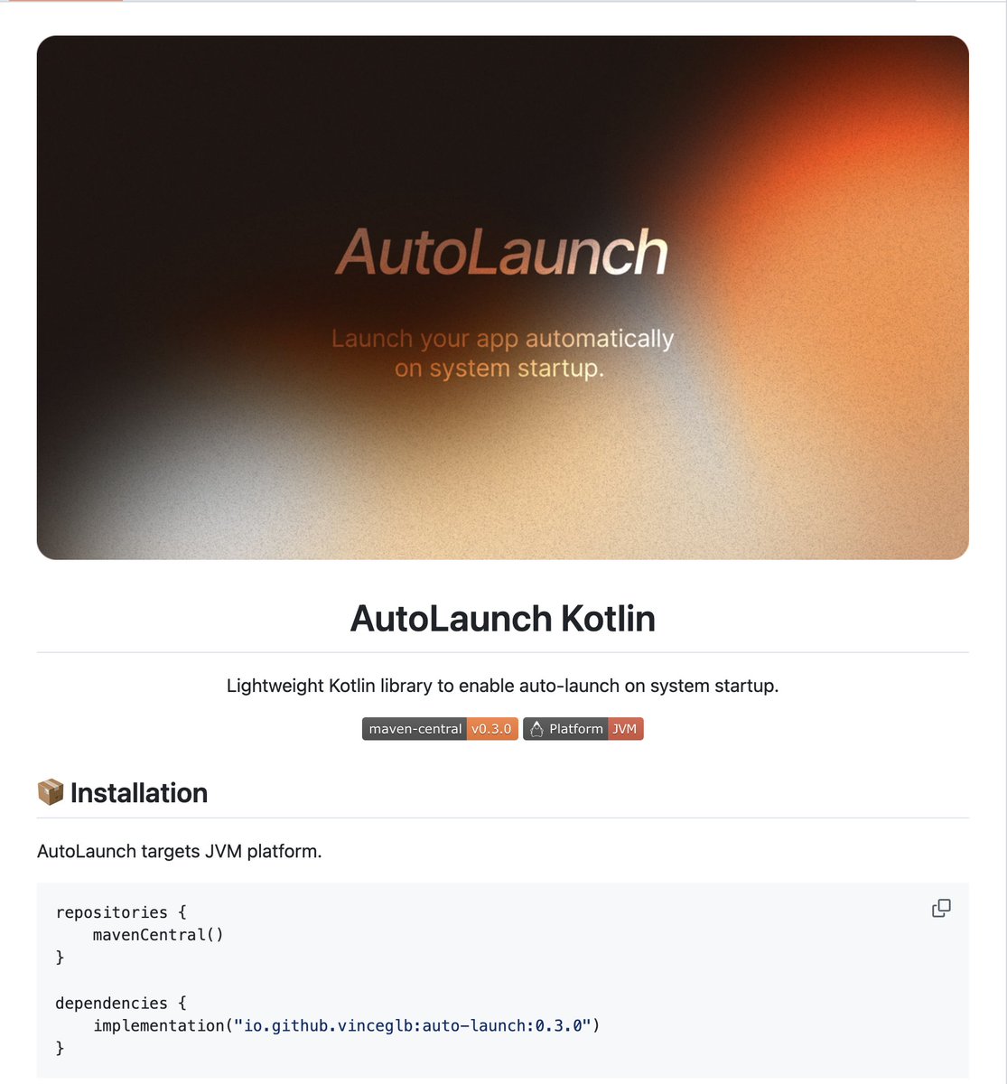 AutoLaunch
(github.com/vinceglb/AutoL…)

Launch your Kotlin / KMP app automatically on system startup