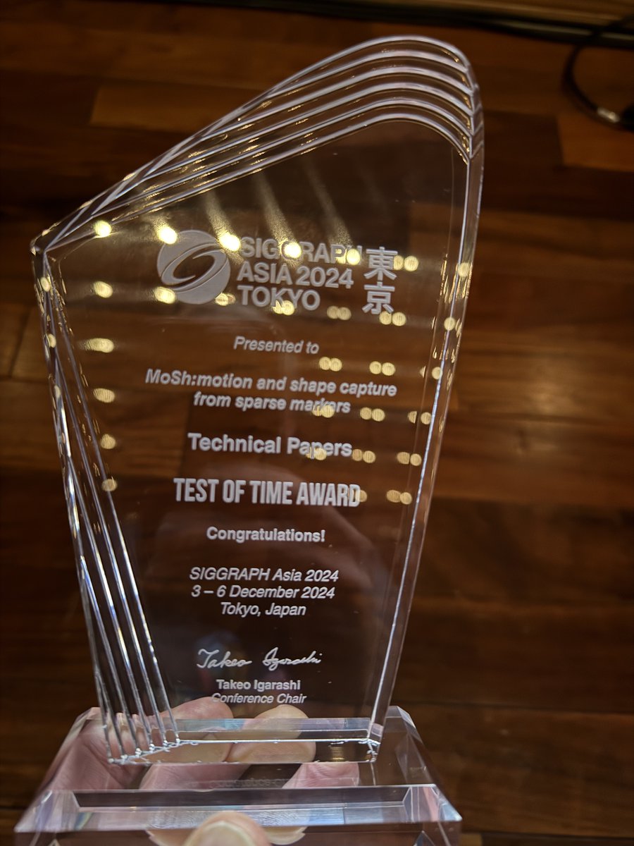 Wow. #MoSh has won the 2024 SIGGRAPH Asia Test-of-Time Award. What’s MoSh? It takes motion capture markers and returns the animation of a realistic 3D human body in #SMPL-X format. I wrote a blog post to explain why MoSh is still relevant after 10 years.
perceiving-systems.blog/en/news/motion…