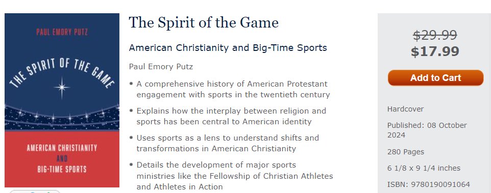 Paul Putz (@p_emory) on Twitter photo Hey look, my book is 40% off right now at the <a href="/OUPReligion/">OUPReligion</a> website.
Get a copy for $17.99. And check out the other great titles they have on sale while youāre at it!
ā”ļø global.oup.com/academic/produ⦠Hey look, my book is 40% off right now at the <a href="/OUPReligion/">OUPReligion</a> website.
Get a copy for $17.99. And check out the other great titles they have on sale while youāre at it!
ā”ļø global.oup.com/academic/produā¦