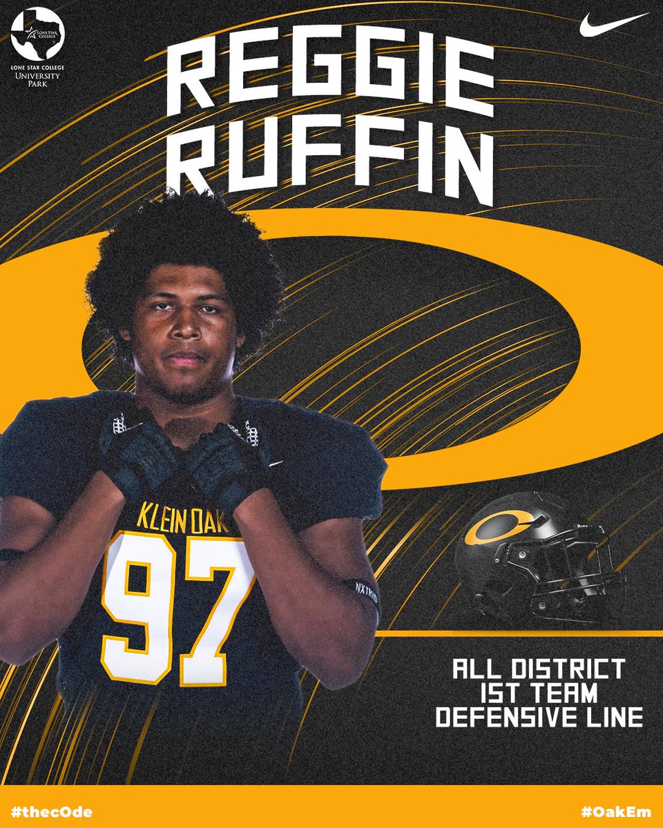 KO_Athletics's tweet photo. GIVE ME SOME JUICE! Congrats to Reggie Ruffin on being named a 1st Team All District Defensive Lineman!

#OakEm #thecOde https://t.co/uVkw6pEM5J