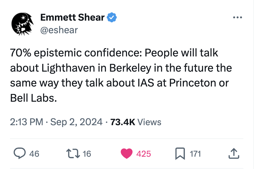 ohabryka's tweet image. Food $200
Healthcare $150
AI Alignment $150
AI Capabilities $3,600,000,000,000
Human Intelligence Enhancement $50
LessWrong + Lighthaven $20
someone who is good at the economy please help me budget this. my lightcone is dying
(LessWrong + Lighthaven are fundraising, a 🧵)