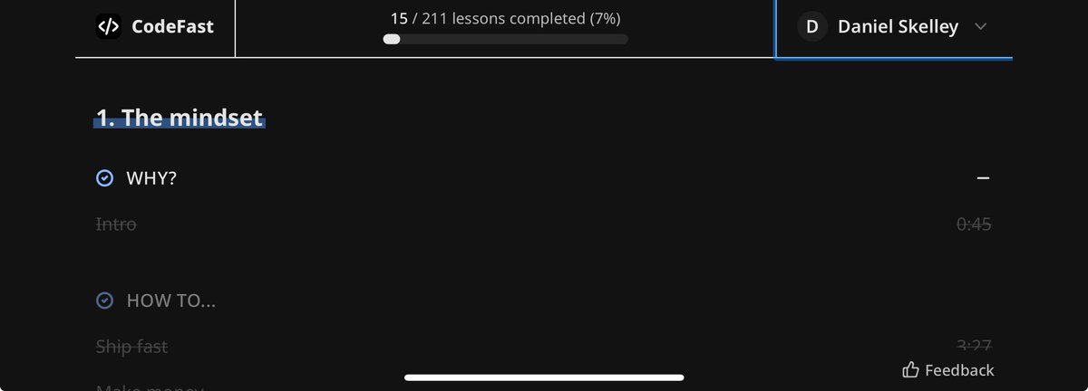 dannyskelley's tweet image. Day 1: 7% so far in @marc_louvion #codefast #buildinpublic Worth it for me already as a coder but non programmer who has coded since I was 7. Professionally on and off for the last 20 years.
