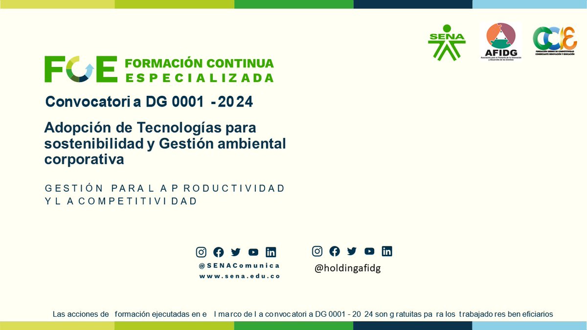 holdingafidg's tweet photo. #SenaComunica.Continuamos formando a nuestros trabajadores Colombianos. En el marco del convenio SENA-AFIDG 2024 . El turno es para la cconferencia  "Adopción de Tecnologías para sostenibilidad y Gestión ambiental corporativa "#SENAConlasEmpresas @RusbyVargas https://t.co/gzpkZ1qOEQ