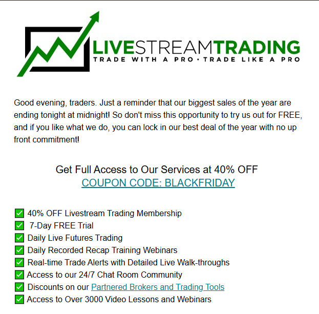 TSXtrad3r's tweet photo. 🚨REMINDER! Sales are ending TONIGHT🚨

Don't pass up on this free trial offer with zero commitment. If you like trading futures with our group, you can lock in the best deal of the year at 40% off. 

Lets get to work!📈 $ES $NQ $SPX $SPY

https://t.co/Bfqou7YeXP https://t.co/hvQdafG9I5