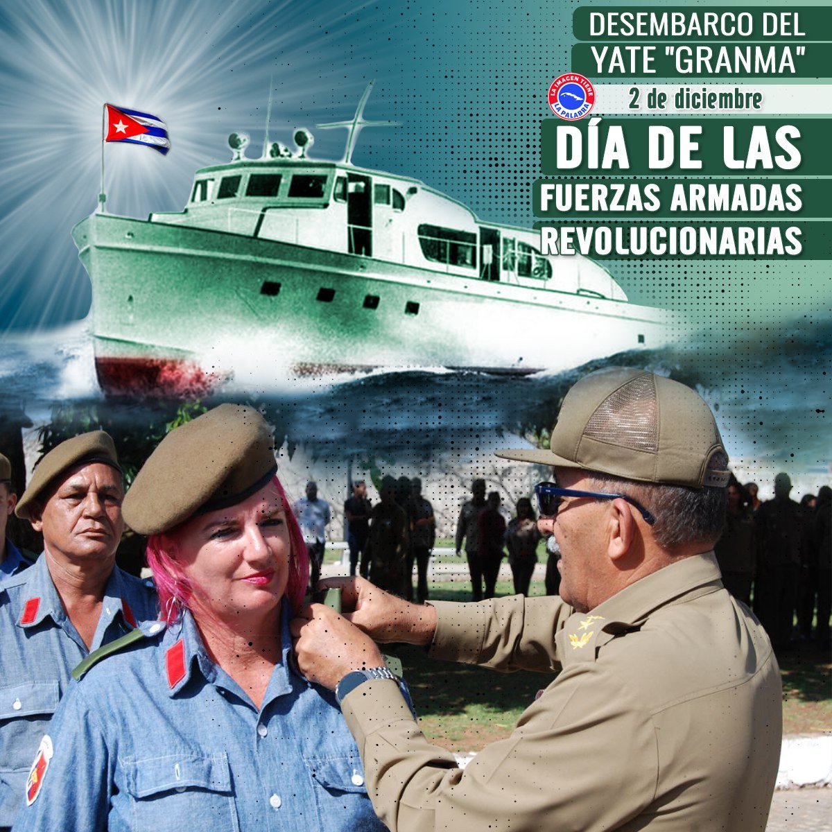 MilagrosRuizHe1's tweet photo. En el aniversario 68 del Desembarco del yate Granma y Día de nuestras gloriosas Fuerzas Armadas Revolucionarias, felicitamos a los combatientes de las FAR.
#UnidosXCuba
#LatirAvileño
#Dimarq https://t.co/OoJE9rDgnR