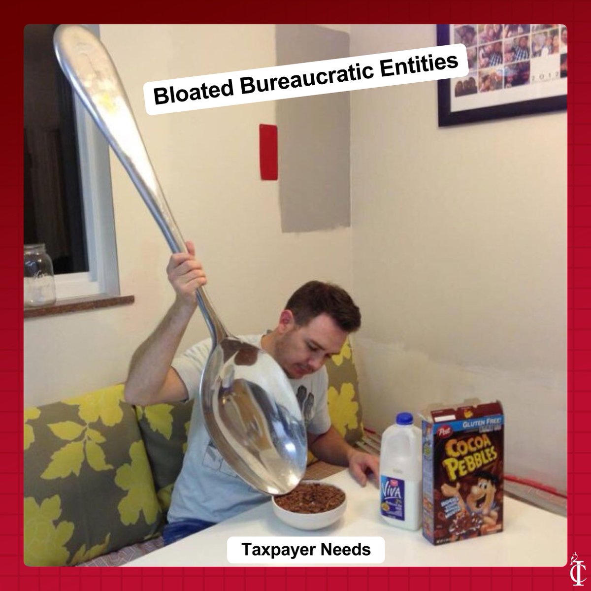 CardinalWV's tweet photo. The government would say the problem with this photo is that they need more funding for a larger spoon.   

The proliferation of bureaucratic entities in West Virginia has resulted in excessive red tape and inefficient use of resources, making it difficult to effectively meet taxpayers' needs.

By consolidating, restructuring, or eliminating certain boards and commissions, we can ensure more efficient use of taxpayer dollars and greater accountability. #wvpol